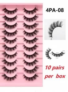 1 盒/10 对 3D 翼状睫毛 13 毫米，柔软轻盈，自然蓬松，仿狐狸眼喇叭形，多层，可重复使用，适合日常佩戴和约会 - 眼尾拉長款 - 查看 2