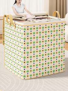 1 个大容量现代矩形布艺储物袋 - 多功能、不防水壁橱整理器，适用于卧室、家庭和搬家 - 易于使用、节省空间、可折叠万圣节装饰、房间装饰、圣诞装饰、万圣节、万圣节装饰、圣诞节、万圣节装饰、圣诞装饰、秋季装饰、圣诞装饰、储物、整理器 - 綠色-小花波點 - 查看 10