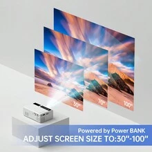 Mini proyector, adecuado para dormitorios estudiantiles, hostales, cine en casa, juegos, fiestas, oficina. Compatible con audio, USB, AV, caja de TV, portátil, Android, iOS. - Ver 4