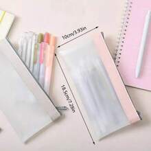 1 件装透明磨砂文具铅笔盒，大容量学生考试用笔袋 - 彩色 - 查看 2