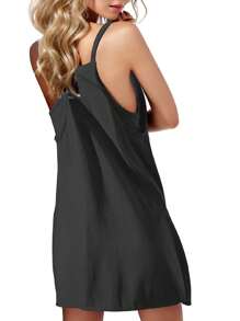Women's Casual Sleeveless Scoop Neck Tunic Dress With Pockets, Short Backless Criss Cross Black Summer Sundress - 黑色 - 查看 4