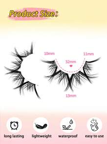 7对透明自然蓬松仿貂毛假睫毛套装，透明睫毛柄，3D浓密效果，交叉簇状设计，轻盈舒适，可重复使用 - 黑色 - 查看 5