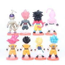 Decoración navideña Set de 8 figuras de acción de PVC de los personajes anime Goku, Vegeta y Brolly de la 2da generación, coleccionables y juguetes navideños
