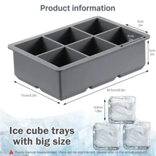 1Pc 6-Cavity Silicone Ice Cube Tray, Multi-Color Options, With Detachable Lid, Reusable Large Silicone Ice Cube Molds, Suitable For , S, Beverages, Chocolate & Pudding, Fun Party Kitchenware