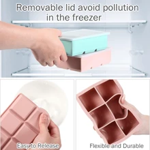 1Pc 6-Cavity Silicone Ice Cube Tray, Multi-Color Options, With Detachable Lid, Reusable Large Silicone Ice Cube Molds, Suitable For , S, Beverages, Chocolate & Pudding, Fun Party Kitchenware