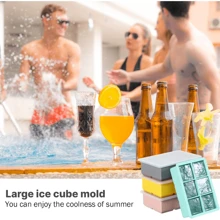 1Pc 6-Cavity Silicone Ice Cube Tray, Multi-Color Options, With Detachable Lid, Reusable Large Silicone Ice Cube Molds, Suitable For , S, Beverages, Chocolate & Pudding, Fun Party Kitchenware