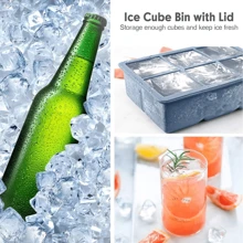 1Pc 6-Cavity Silicone Ice Cube Tray, Multi-Color Options, With Detachable Lid, Reusable Large Silicone Ice Cube Molds, Suitable For , S, Beverages, Chocolate & Pudding, Fun Party Kitchenware