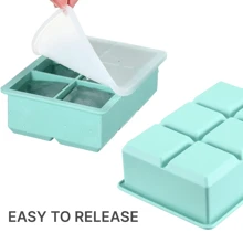 1Pc 6-Cavity Silicone Ice Cube Tray, Multi-Color Options, With Detachable Lid, Reusable Large Silicone Ice Cube Molds, Suitable For , S, Beverages, Chocolate & Pudding, Fun Party Kitchenware