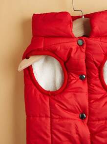 1pc Minimalist Solid Color Winter Plush Pet Jacket Outdoor Windproof Big Dog  Coat - Red - View 4
