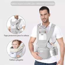 AMIARYA Adjustable Breathable Baby Carrier Sling Breathable Adjustable Baby Carrier Baby Waist Seat Ergonomic Baby Kangaroo Seat Sling Baby Carrier For 7-66 Lbs. With Baby Hip Seat - 灰色 - 查看 2