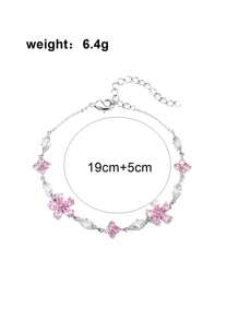 1 件粉红石英、樱花和蝴蝶吊饰手链 - 时尚可爱的设计，适合日常佩戴或送礼