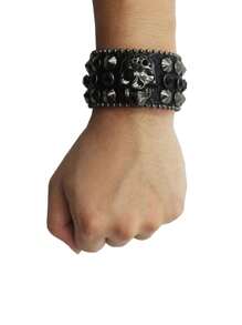 Braccialetto di lusso in cristallo a forma di teschio per donna e uomo, bracciale alla moda con strass, accessori gioiello da festa, regalo, in pelle PU - Multicolore - Visualizzare 9