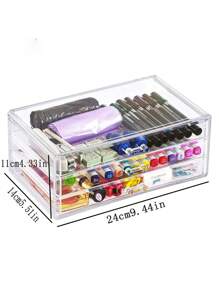 1 pieza Organizador de cajón de escritorio transparente para lápices labiales/brillos de labios, caja de almacenamiento de maquillaje a prueba de agua y polvo, para vacaciones en la playa, colección de baño, colección de dormitorio, gran capacidad