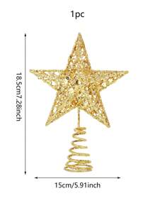 1pc Star Christmas Tree Toppers Decor, Glitter Star Tree Topper For Festive Xmas Tree Decorations, Holiday Party Indoor Decor,Christmas