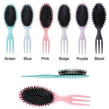 Cepillo definidor de rizos, cepillo para el cabello rizado, cepillo de cerdas con diseño redondo rosa, cepillos para cabello rizado para mujeres, cepillo de cerdas definidor de rizos que da masaje al cabello - Multicolor - Ver 2