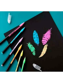 10 Estuches de 24 plumas de gel 240 plumas en total de colores Neón Glitter de tinta Gouache bolígrafos 1.00 mm útiles escolares papelería escritura marcadores rellenar pintar escribir subrayar colorear escritorio oficina escuela mayoreo marcar - Multicolor - Ver 4