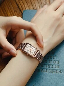 1 st. Modieus hoogwaardig roestvrij staal quartzhorloge, geschikt voor verjaardagen, Halloween, S