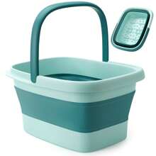 Collapsible Foot Bath Basin Foot Soak Tub, Foot Soaking Tub With Massage Acupoint For Feet Soaking, Pedicure Foot Spa, Multifunction Plastic Bucket With Handle, Home Spa Treatment – Green - màu xanh lá - Xem 1
