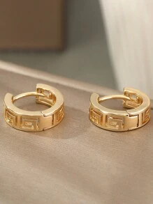 2 件时尚个性化铜色空心螺旋几何环形耳环，男女皆宜，适合派对和日常佩戴 - 金色 - 查看 4