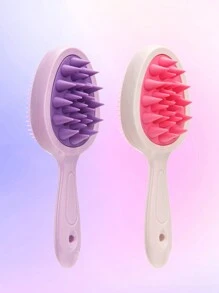 WANMEI 1/2/3件装干湿两用梳子，双齿手柄洗发刷，长柄洗发梳，干湿两用头皮按摩清洁洗发刷，促进头发生长，柔软硅胶头皮清洁刷，干湿两用，返校必备，旅行必备，女士美发配件，梳子