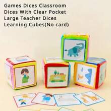 Large Classroom Dices Set - Educational Learning Cubes For Teachers With Clear Pocket - Perfect For Math Games And Activities,Back To School