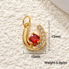 Delicado collar con colgante en forma de herradura de circonita, accesorios de joyería DIY para mujeres, colgante de cobre chapado en oro con circonita colorida, pulsera de , regalo para novia, amiga