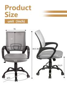 DOPINMIN Ergonomic Office Chair Desk Chair Mesh Computer Chair Task Rolling Swivel Chair Back Support Modern Executive Adjustable Chair - Grey - View 4