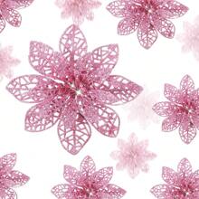 30 pièces Décorations d'arbre de Noël en forme de fleurs de poinsettia pailletées, buissons de poinsettias artificiels décorations de Noël pour Noël/fêtes/mariage