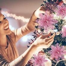 30 pièces Décorations d'arbre de Noël en forme de fleurs de poinsettia pailletées, buissons de poinsettias artificiels décorations de Noël pour Noël/fêtes/mariage