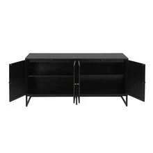 Modern Sideboard Cabinet, Accent Storage Cabinet With Rattan Doors And Adjustable Shelves, Freestanding Sideboard Storage Cabinet For Kitchen Dining Living Room Hallway Office - màu đen - Xem 4