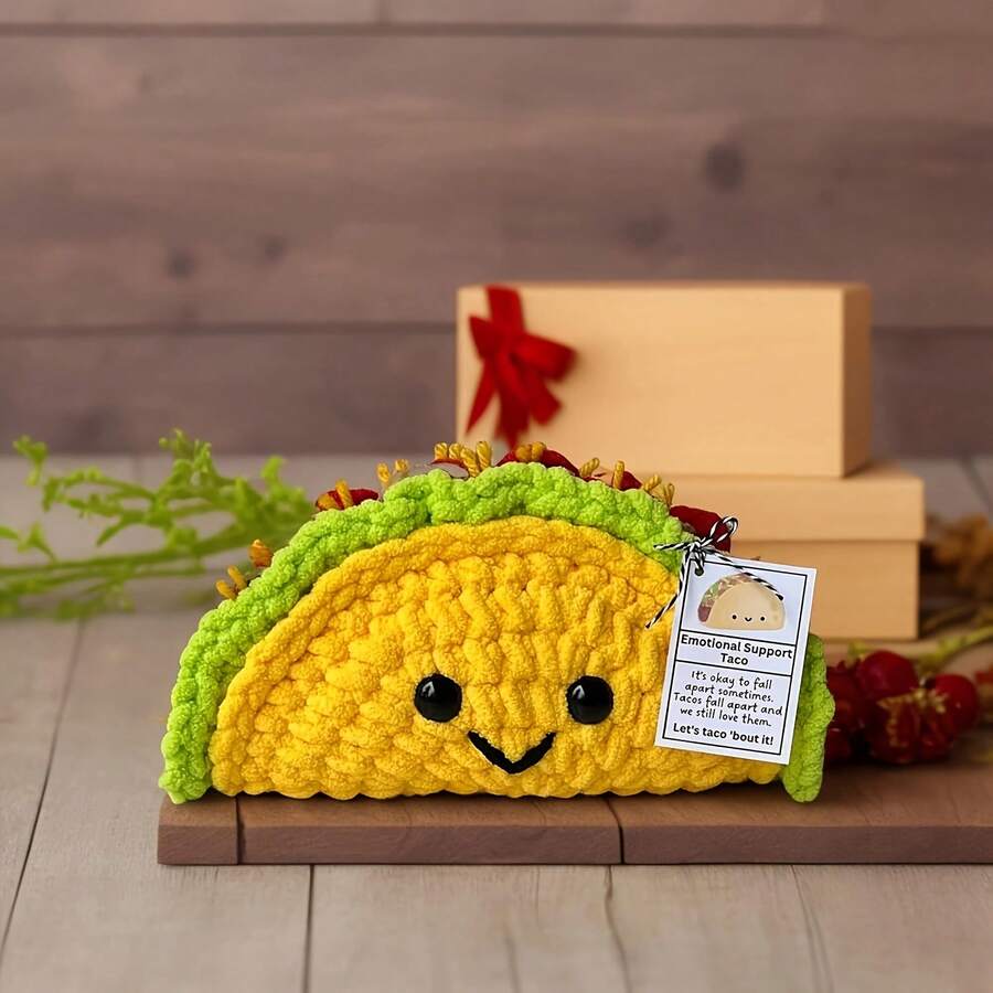 1/2 Crocheted Corn Curl, Emotional Support Taco Plush Doll Soft