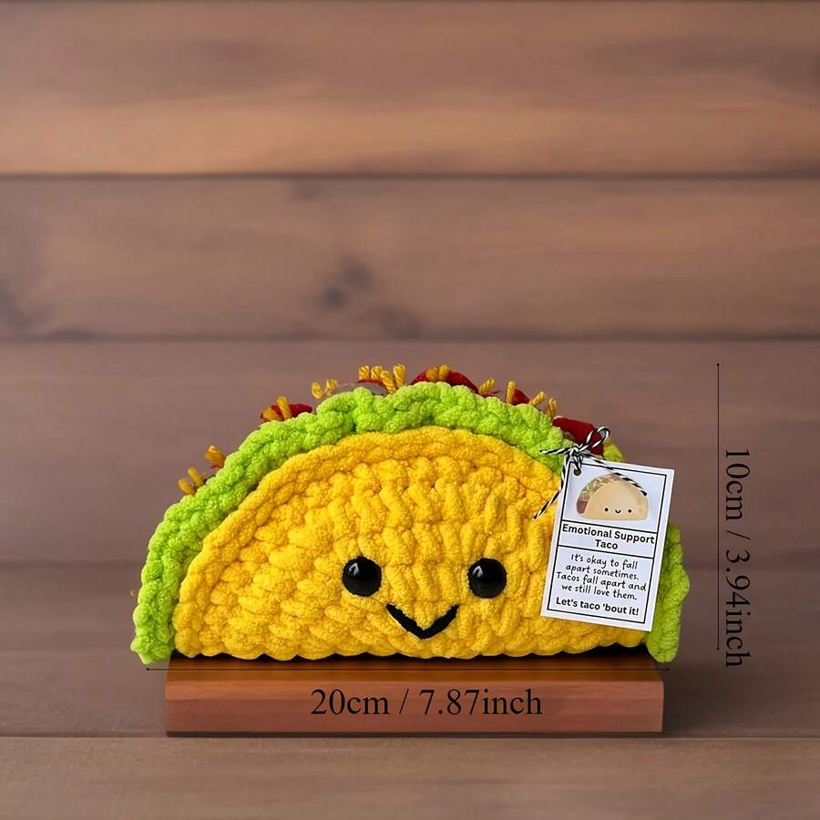 1/2 Crocheted Corn Curl, Emotional Support Taco Plush Doll Soft