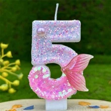 Velas Digitas de Cauda de Sereia Rosa Brilhante, Velas de Aniversário Criativas DIY para Decoração de Bolo, Festa e Decoração Doméstica - Multicolorido - Visão 16