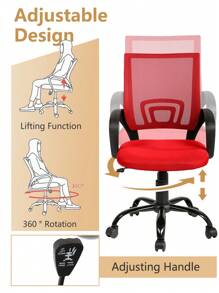 DOPINMIN Ergonomic Office Chair Desk Chair Mesh Computer Chair Task Rolling Swivel Chair Back Support Modern Executive Adjustable Chair - 紅色 - 查看 2