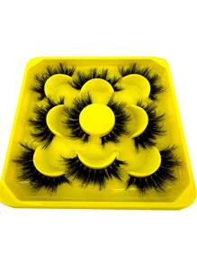 全新 5 对睫毛化妆柔软蓬松 3D 假睫毛浓密手工制作卷翘自然假睫毛狐狸眼睫毛猫眼睫毛翼状眼尾纤长睫毛蓬松柔软自然纤长仿貂皮假睫毛 - 黑色 - 查看 6