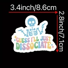 1 pieza Pegatina "Me disociaré", pegatina de esqueleto divertida, pegatina divertida para botella de agua, pegatina de salud mental, calcomanía resistente al agua para portátiles y computadoras