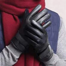 1pair Winter Warm Hand Warmers Full Fingers Thickened Fleece Gloves Waterproof Wind Proof Outdoor Motorcycle Cycling Thermal Gloves Leather Thickened Ski Gloves Touch Screen Gloves