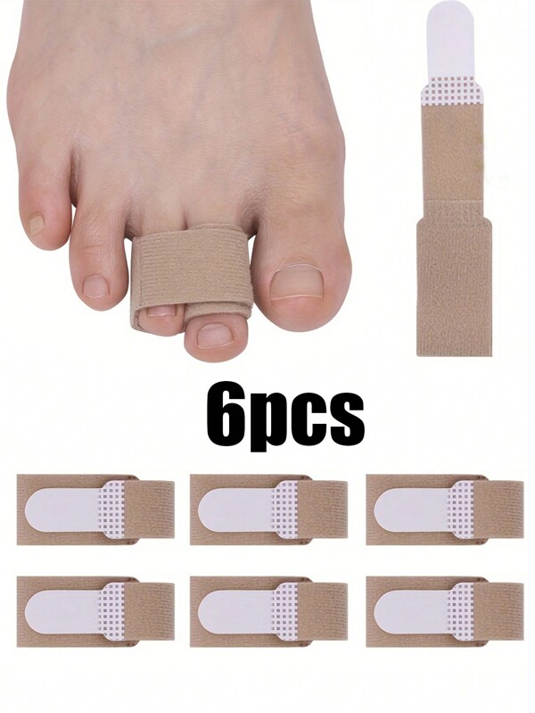 Fabric Hammer Toe Wraps, 6pcs Toe Bandages Protectors For Overlapping Toes, Toe Splints For Crooked Toes, Curled Toes, Bent Toes, Easy Wear In Shoes Toe Care Tools, Foot Care Tools, Summer Travel Necessities (No , Non-Medical Products),Bag,Organizer,Storage