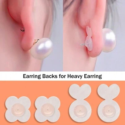 6Pcs Silicone Earring Backs For Heavy Earrings, Invisible Lift Support Pads For Droop-Free Ear Lobe, Secure Earring Lifters For Studs & Danglers