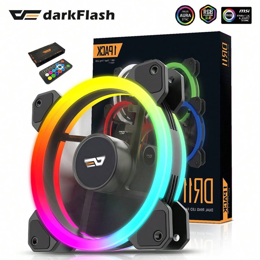 Darkflash DR11 RGB 风扇 PC 120mm 电脑机箱风扇套件 6 针水冷 CPU 散热风扇 RGB 风扇 一个装