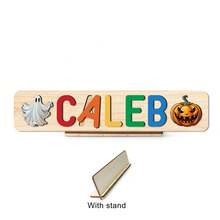 Halloween Puzzle,Baby Name Puzzle,Halloween Wooden Puzzles For Toddler,3D Alphabet Jigsaw Toy,Wooden Alphabet Puzzle,Halloween Gifts,Personalized Name Puzzle,Dustomized Wooden Puzzle Toy,Early Learning Toys For Baby Boy Or Baby Girl,Wooden Puzzle,First 1st Brirthday Gifts,Personalized Gifts,Birthday Gift,Anniversary Gift,Building BloDks Gift Set(With Stand) - With Stand - View 14