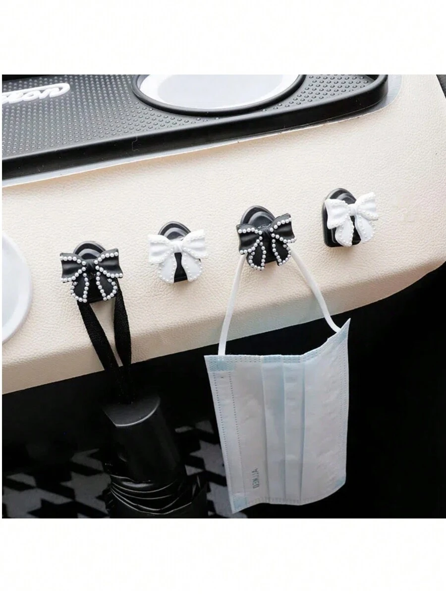Móc treo đồ trang trí ghế trước hình nơ xinh xắn, dùng để sắp xếp dây cáp, dây điện, tai nghe - Một cỡ - Xem 1