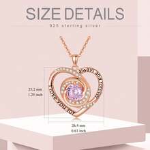Dây chuyền trái tim vàng hồng vĩnh cửu Bạc Sterling I Love You Mãi mãi và mãi mãi Dây chuyền mặt trái tim Sinh nhật Kỷ niệm Giáng sinh Ngày của Mẹ Quà tặng trang sức cho phụ nữ Cô gái Vợ của cô ấy - Hồng - Xem 6
