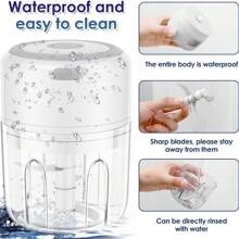 FLZH Elektrischer Knoblauch-häcksler, Tragbarer Veggie-chopper, 250ml, 100ml, Knoblauchmühle Zwiebelhacker, Mixer Für Gemüse, Kabelloser Lebensmittel-prozessor Für Ingwer, Chili, Früchte, Fleisch, Gewürze, Bohnen