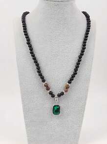 1pc Men's Simple Stylish Tiger Stone Beaded Necklace, Clavicle Chain Accessories For Men Christmas New Year Valentine's Day Holiday Gift