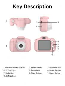 1080P Mini Portable Digital Camera, Rechargeable Camera With 2-Inch Screen And 15MP Resolution, Birthday And Other Gifts, Includes 1 TF Card And Card Reader - Pink - View 9