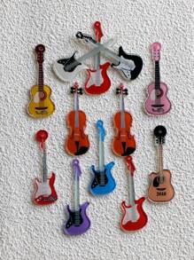 10pcs/20pcs Fashion Guitar Music Acrylic Pendant DIY Jewelry Findings, Ideal For Necklace Earring Bracelet Keychain Phone Chain Making