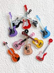 10pcs/20pcs Fashion Guitar Music Acrylic Pendant DIY Jewelry Findings, Ideal For Necklace Earring Bracelet Keychain Phone Chain Making