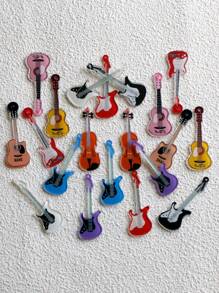 10pcs/20pcs Fashion Guitar Music Acrylic Pendant DIY Jewelry Findings, Ideal For Necklace Earring Bracelet Keychain Phone Chain Making