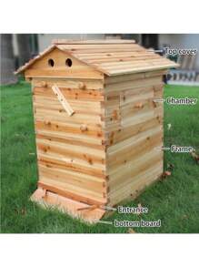 7Pcs Auto Honey Bee Hive Beehive Frames + Beekeeping Brood Wooden Bee House Box - Màu gỗ - Xem 6